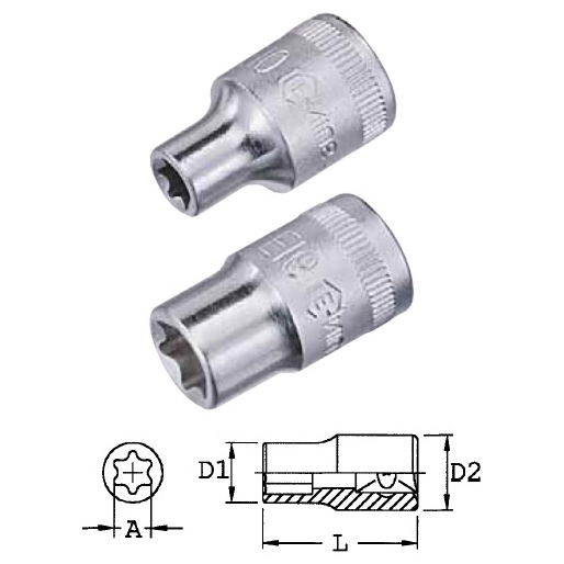 Genius Tools 353518 3/8"-os E-típusú (belső torx) dugókulcs fej, E-18 termék fő termékképe